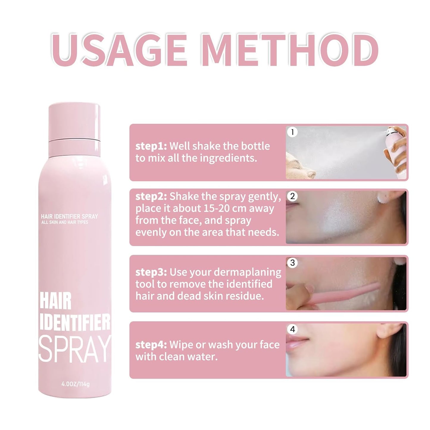 2025 NEW Hair Identifier Spray for Face Shaving, Skin Dermaplaning Spray for Face, Face Hair Identifier Spray, Moisturizing and Skin Care Dermaplaner Spray